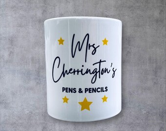 Personalised Ceramic Pencil Pot, Teacher Gift, Desk Organizer