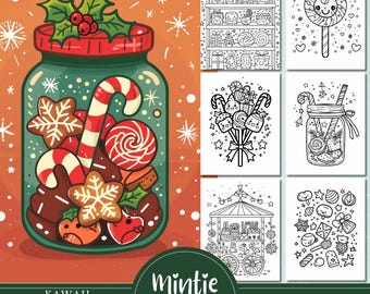 135 Kawaii Christmas Candy Coloring Pages: Bold & Easy (PDF)