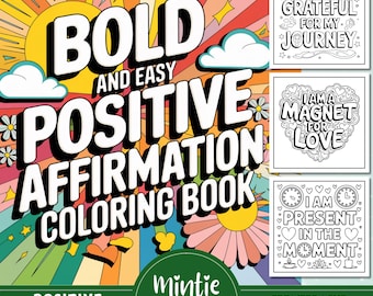 Libro para colorear de afirmaciones positivas: Alivio del estrés, frases motivacionales (patrón PDF)