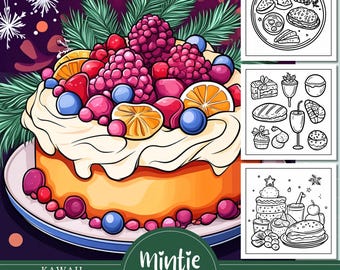 Christmas Food Coloring Book: 100 Dessert & Drink Pages (PDF)