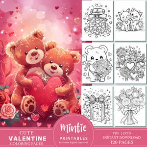 Sweet Valentines Coloring Pages, Printable Preschool Valentines Day Activities Pack, Toddler Coloring Book, Fun Kids Activity