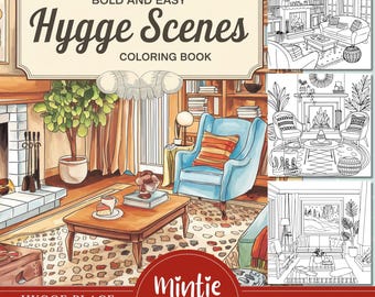 Kleurboek Hygge Scenes: gezellig interieur, ontspanning (pdf-download)