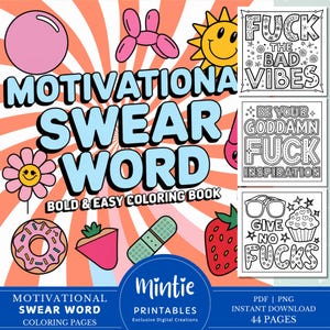 Motivational Swear Word Positive Affirmation Coloring Book Printable Self-love, Inspiring, Stress Relief, Motivational Quotes Coloring Pages