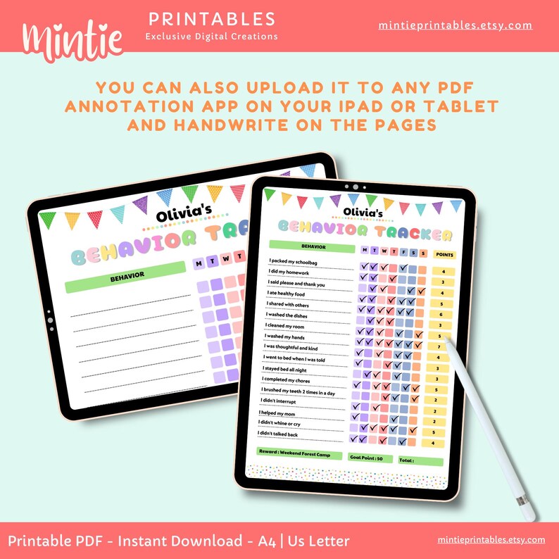 Behavior Checkboxes Kids Behavior Reward Chart: Printable Tracker (PDF) - Etsy