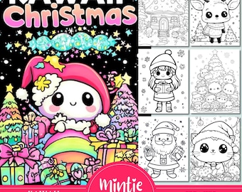 Kawaii Christmas Coloring Book, Animal Designs (PDF))