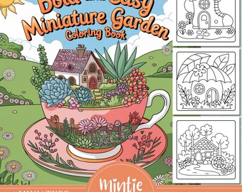 Miniature Garden Coloring Book: 73 Bold & Easy Pages (PDF Download)