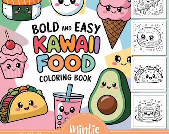 Kawaii Street Food Coloring Book: Bold & Easy Doodles (Printable PDF)
