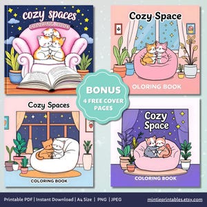 Cute & Comfy Spaces Coloring Book, Cozy Isometric Corner Coloring Pages, Cute Kawaii Pocket Rooms Coloring, Relaxing Activity for Adults