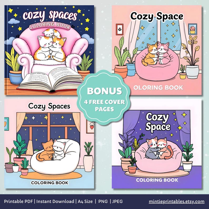 Cute & Comfy Spaces Coloring Book, Cozy Isometric Corner Coloring Pages, Cute Kawaii Pocket Rooms Coloring, Relaxing Activity for Adults
