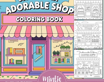 Kawaii Storefronts Coloring Book, Urban Sketch Art (PDF)