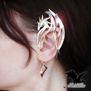 Ohrmanschette Dragon Guardian | Elf Ohrmanschette | Handgemachter Schmuck Drache