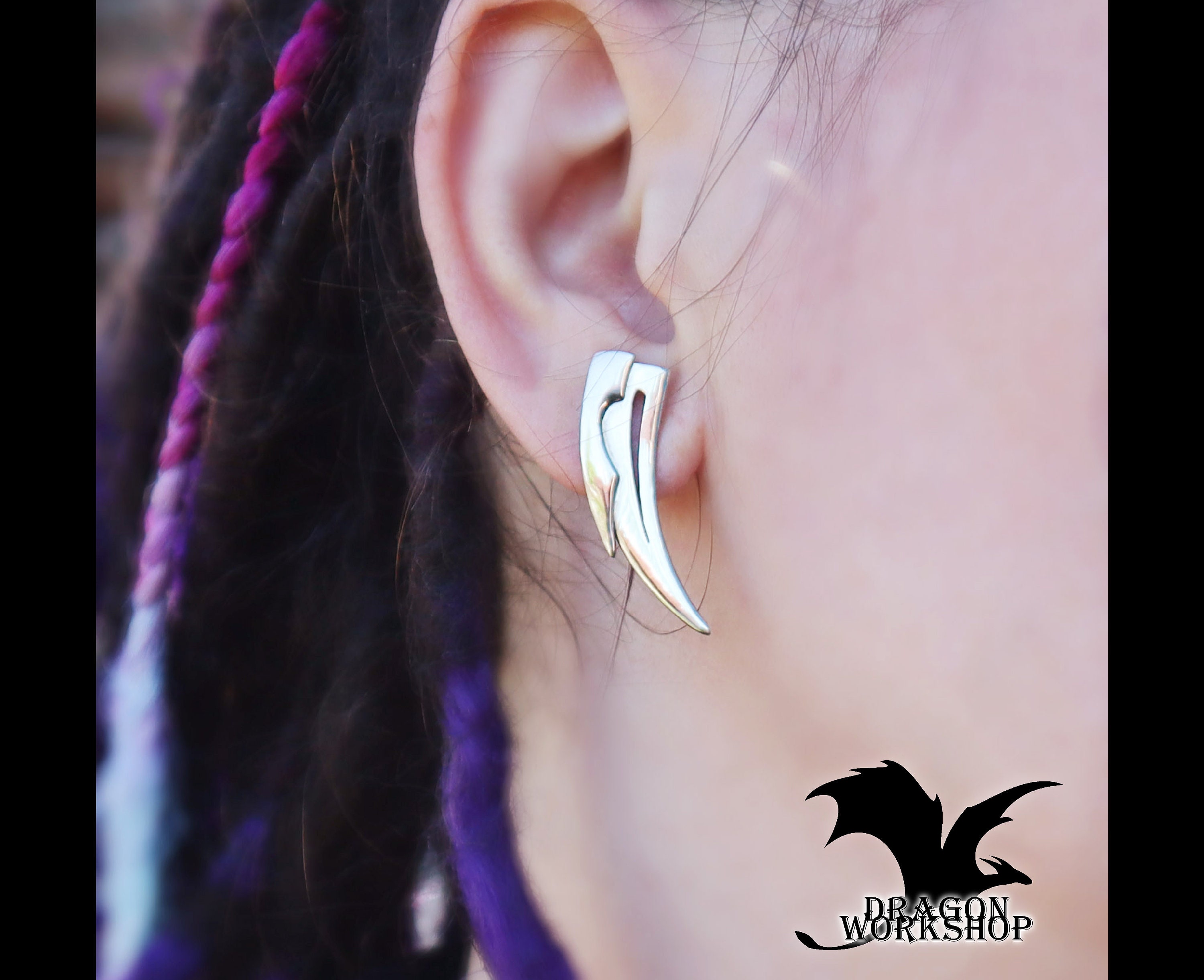 Dragon Fang Earrings Handmade Jewelry Stud earrings Beast Fang