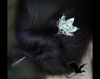 Hairpin Metal Snowdrop | Silver flower | handmade jewelry | fantasy Dream-grass