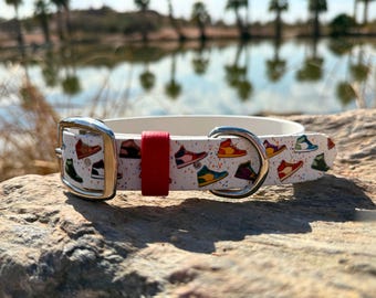 Sneakers - UV Printed Biothane Dog Collar, Adjustable, Durable, Water Resistant, Stain Resistant, Stink Proof, Vivid Designs