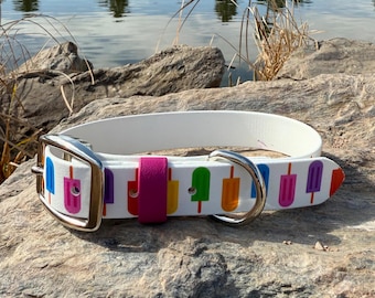 Popsicles UV Printed Biothane Dog Collar – Water Resistant, Durable