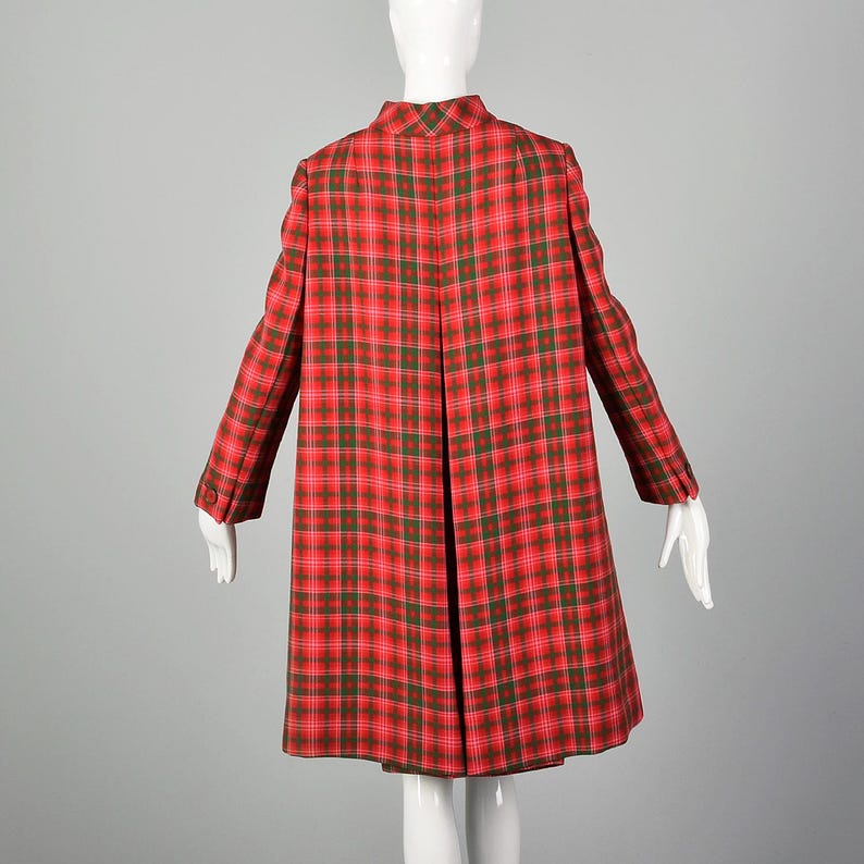 1960s Geoffrey Been Coat Mod Winter Holiday Red Green Plaid Outerwear image 3