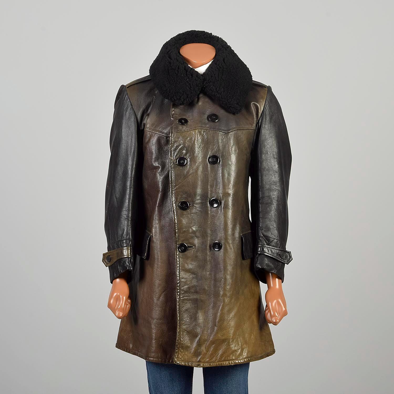 Medium Vintage 1940s Double Breasted Military Officers Coat