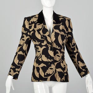 XS Escada 1980s Evening Jacket Black and Tan Blazer Vintage Blazer Designer Jacket 80s Eveningwear 80s Escada