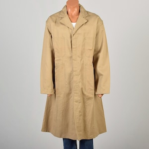 XXL 1960s Brown Khaki Herringbone Twill Lab Work Jacket Coat Vintage Mens