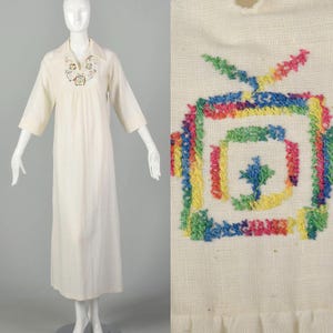 Medium Maxi Dress 1970s Kaftan Hippie Boho Semi Sheer Bohemian Caftan