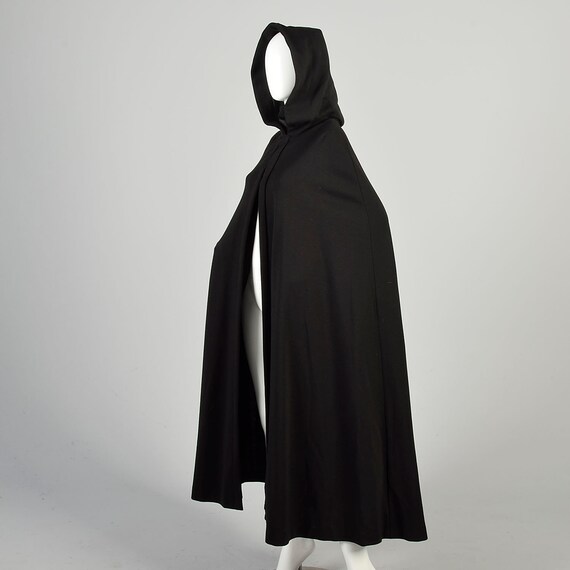 OSFM 1970s Black Knit Cape Tassel Hooded Gothic W… - image 3
