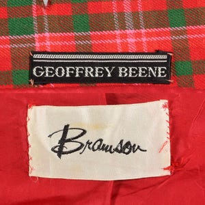 1960s Geoffrey Been Coat Mod Winter Holiday Red Green Plaid Outerwear image 10