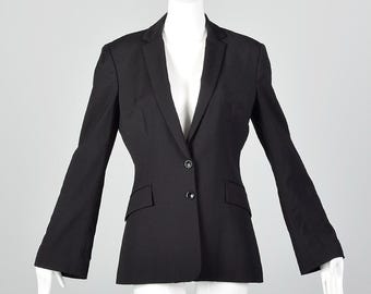 XS Dolce and Gabbana Blazer Pockets Black Tiger Stripe Lining Split Cuffs Front Button Vintage 1990s Jacket