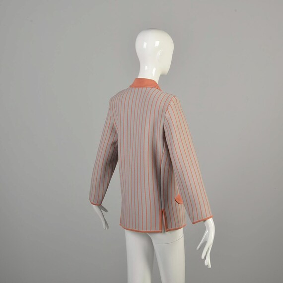 1960s Medium Wool Knit Collared Jacket Striped Gr… - image 4