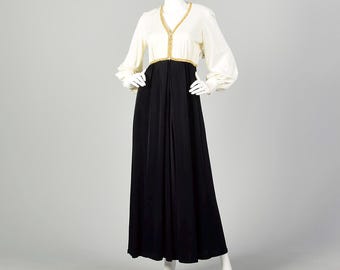 Großer Palazzo-Jumpsuit im Stil der 1970er Jahre, langärmelig, fließende Hose