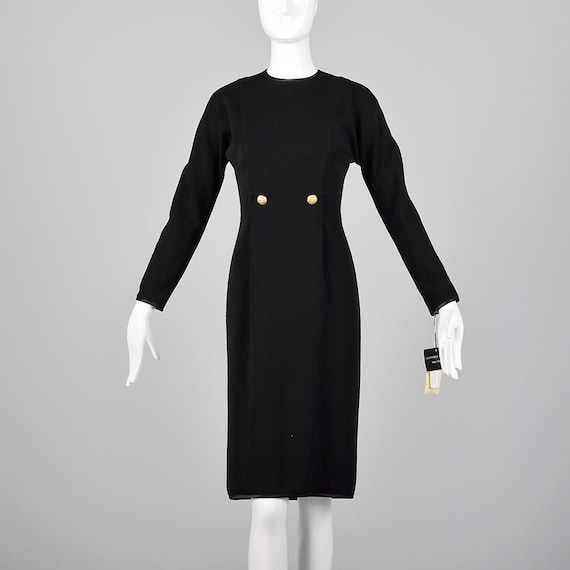 Geoffrey Beene, Small Geoffrey Beene 1990s Black Knit Knee Length Dress