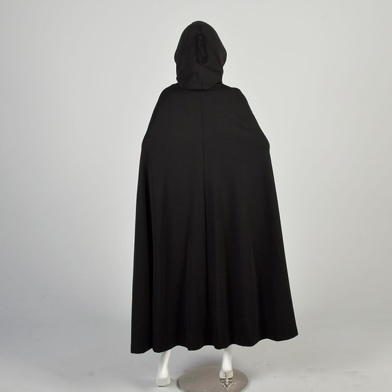 OSFM 1970s Black Knit Cape Tassel Hooded Gothic W… - image 2