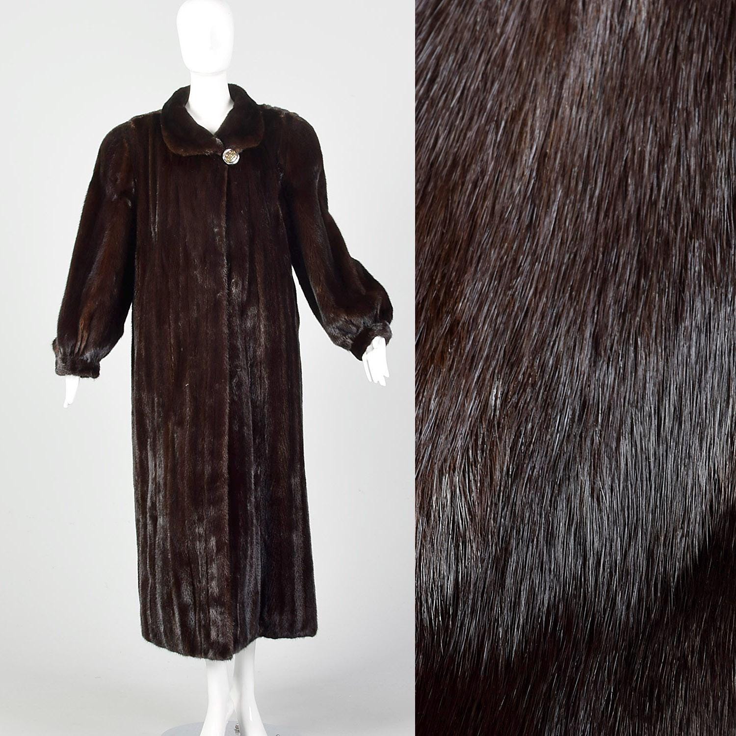XL Fur Coat Mink Full Length Chocolate Brown Long Heavyweight Winter Jacket