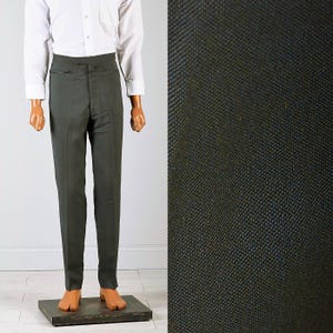 30x30 Deadstock Pants Mens Pants 60s Pants Mod Sharkskin Pants Tapered Pants Skinny Pants Black Leather Trim Pocket Slim Small Vintage Pants