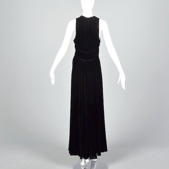 Medium 1930s Formal Gown Black Silk Velvet Evening Dr… - Gem