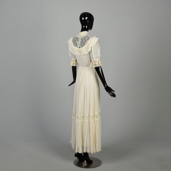 XS 1970s Gunne Sax Maxi Dress Cream Ivory Bohemia… - image 4