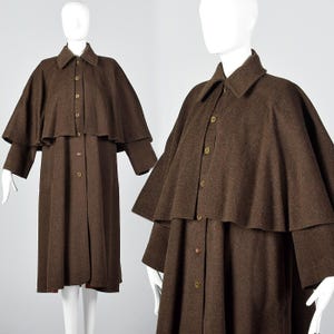 Yves Saint Laurent Rive Gauche Inverness Cape Coat All Weather Wool Swing Coat