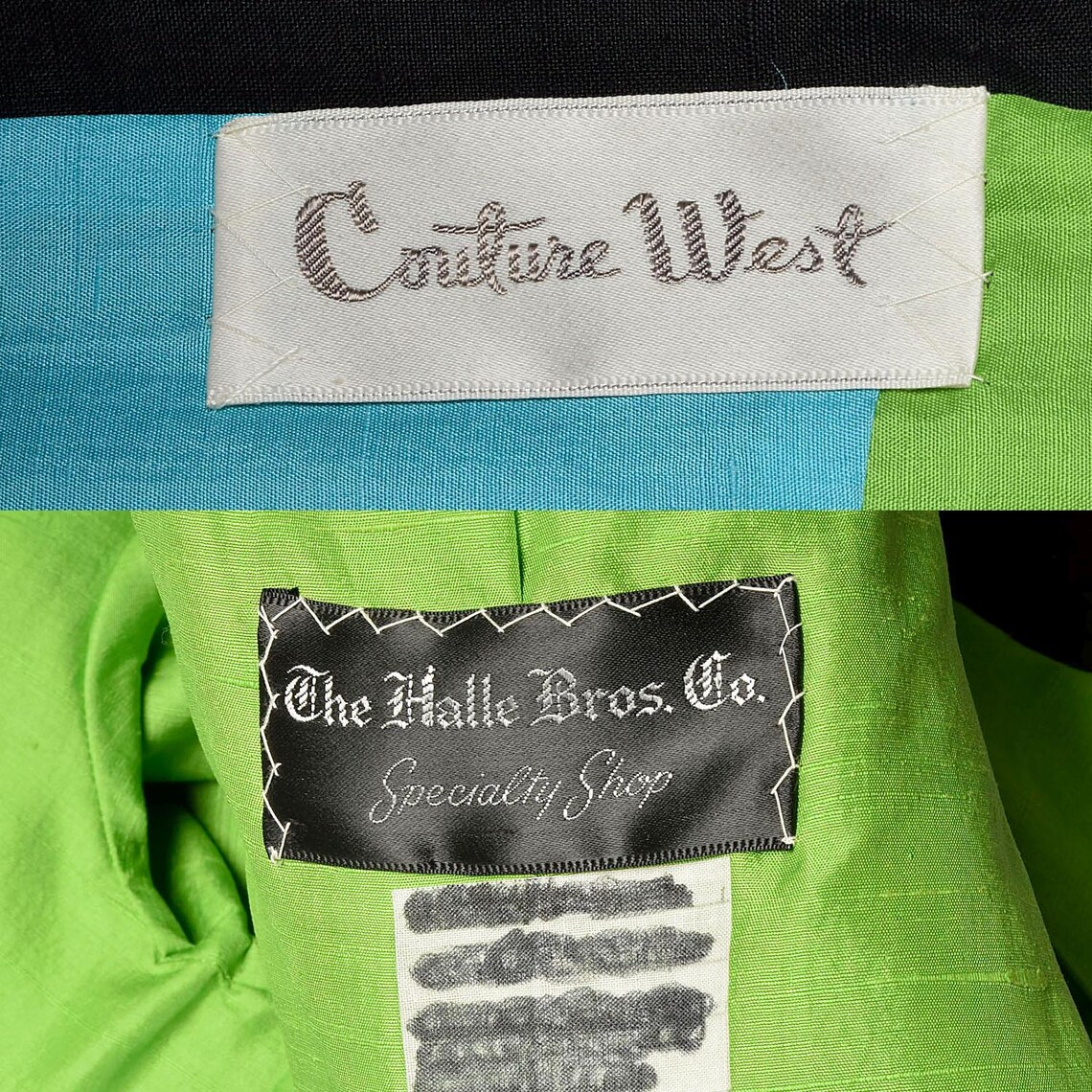Medium 1960s Vintage Topper Jacket Car Coat Lime Teal Contrast ...