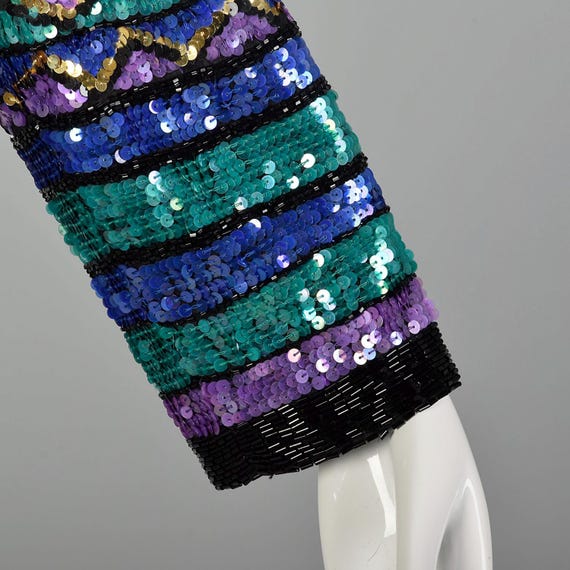 Large 1990s Color Block Sequin Jacket Geometric P… - image 7