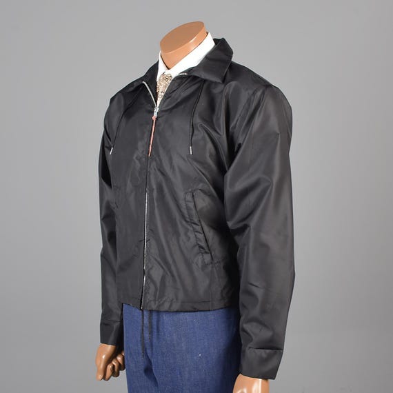 Deadstock 1960s Black Nylon Windbreaker Jacket Zip Front Hot Deadstock 1960s Black Nylon Windbreaker Jacket Zip Front Hot