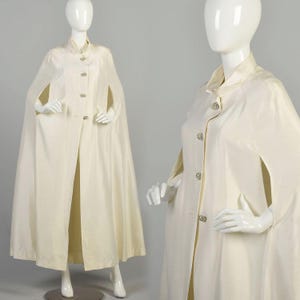 Small/Medium 1960s Cape White Rhinestone Buttons Bridal Formal Spring Winter Wedding Bride Cape Angelic White Floor Length Bride Wedding
