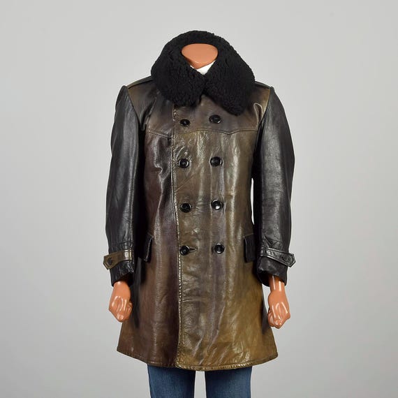 Medium Vintage 1940s Double Breasted Military Officers Coat 