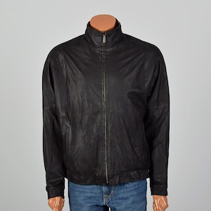 Grande veste Bmber en cuir des années 1990 pour homme vintage Remy des années 1990 noir léger manteau décontracté automne automne