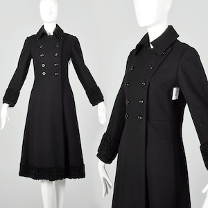 Small Faux Fur Persian Lamb Coat 1970s Russian Princess Double Breasted