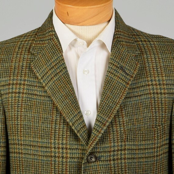 Medium 1960s Coat Red Tweed Wool Plaid Winter Jacket Velvet Collar main image 0