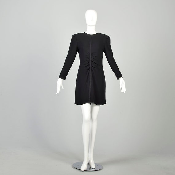 Medium 1980s Bill Blass Black Dress Ruched Waist … - image 5