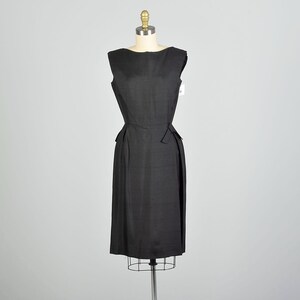 XS 50er Jahre Ärmelloses Schwarzes LBD Wickelrock Cocktailkleid