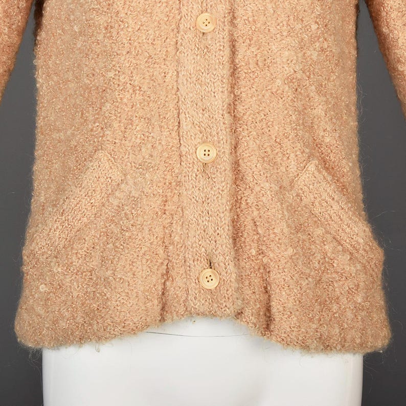 Courreges Strickjacke Courreges Pullover Creme Boucle Strickjacke 60er Jahre Pullover Jacke Vintage Cardigan Designer Vintage Creme Pullover Medium Bild 6
