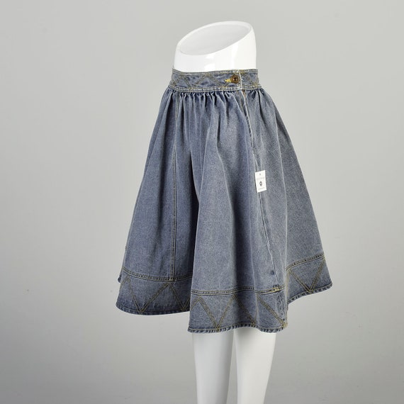 Small 1980s Neomax Skirt Blue Jean Denim Full Ski… - image 3