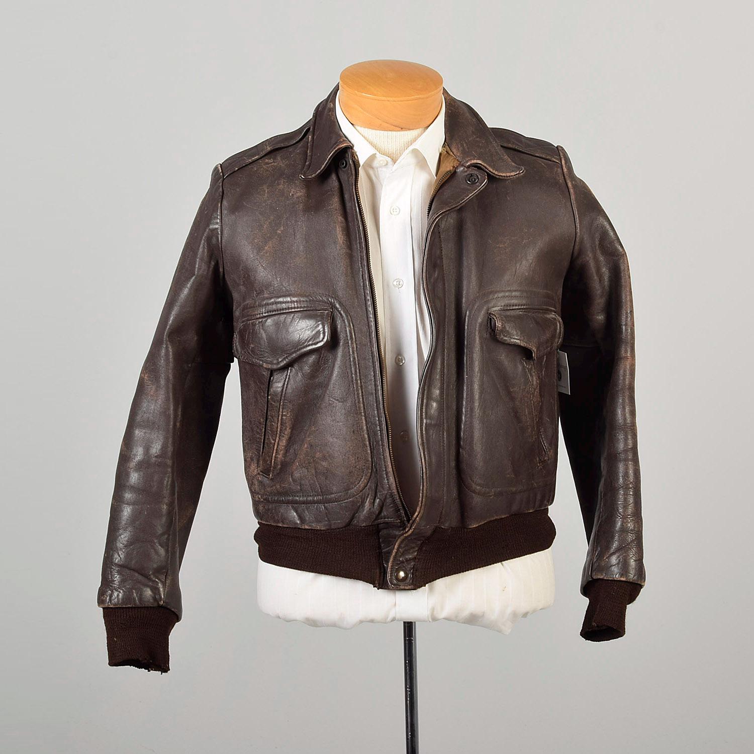 DHgate.com:Vintage Uncoated Cowhide Leather Bomber Jacket
