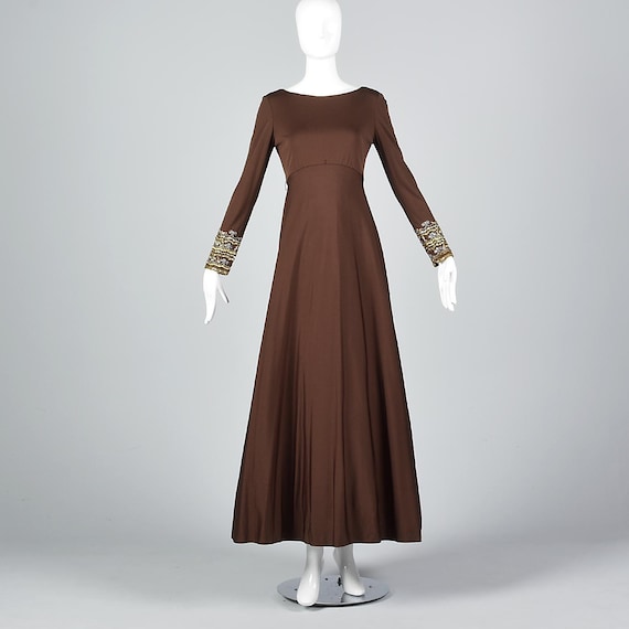 Medium 1960s Formal Dress 60s Long Sleeve Maxi Dress Formal Gown